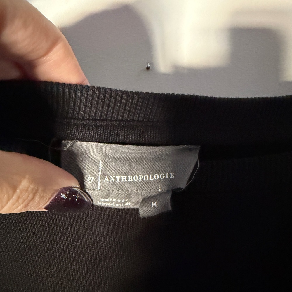 By Anthropologie Black Layered Tulle Sweatshirt Lace Hem - Picture 5 of 5